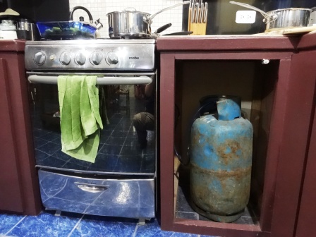 My stove and gas tank setup.