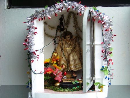 Shrines such as this one are common on the side of the road.