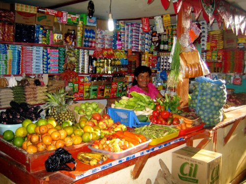 A typical corner store in Ecuador.