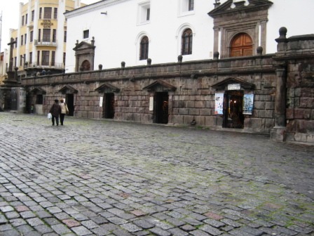 Shops under church. Quito Historic Center