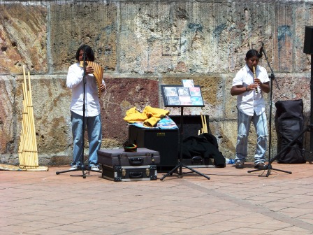Musicians playing beside the New Cathedral, Cuenca
