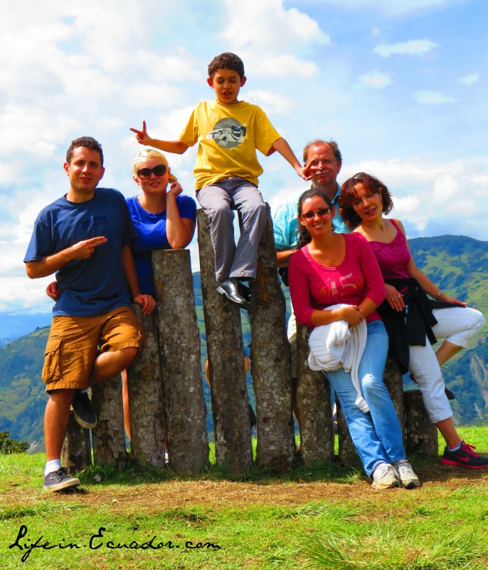 With my family at the Casa del Arbol in Baños, Ecuador