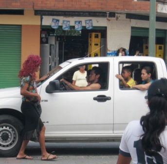 Men dress as widows on New Year's Eve to beg for money in Ecuador.