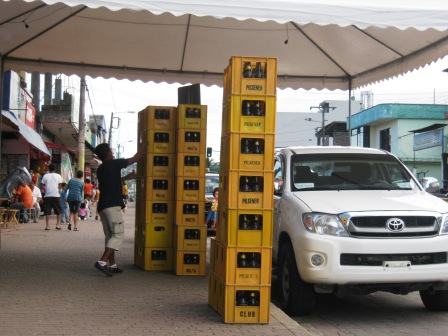 Crates of Pilsener for a night of partying.