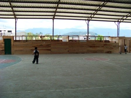Makeshift extra classroom in Ecuador
